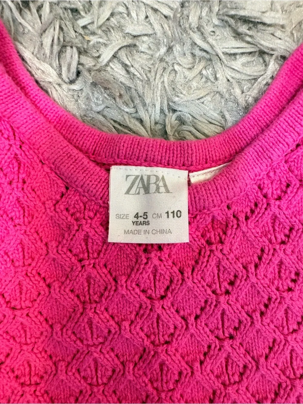 Zara Kids Bright Hot Pink Openwork Pointelle Knit Tank & Shorts Set